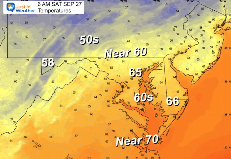 September 26 weather temperatures Saturday morning