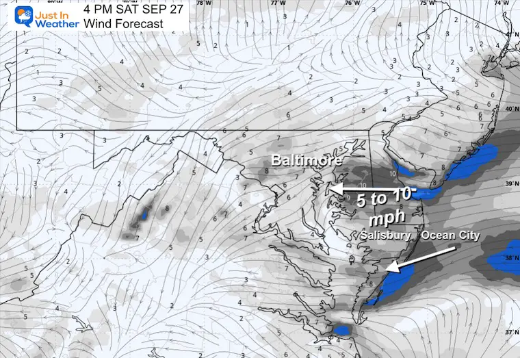 September 26 weather wind Saturday afternoon