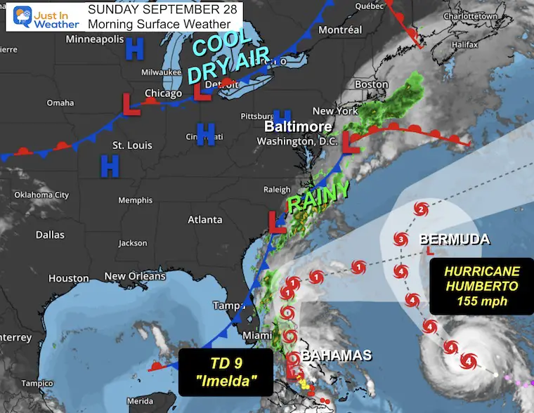September 28 weather Hurricane Humberto Sunday morning