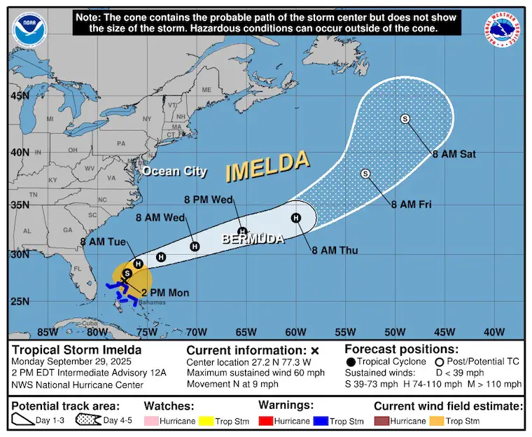 September 29 weather Hurricane Imelda Track NHC