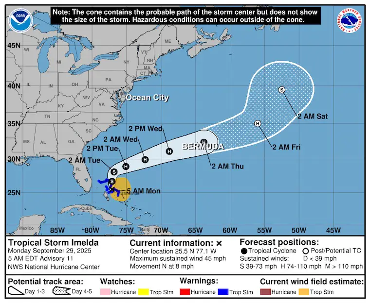September 29 Tropical Storm Imelda forecast National Hurricane Center