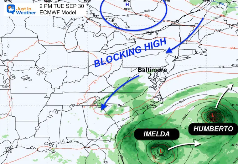 September 29 tropical weather storm forecast Humberto Imelda Tuesday