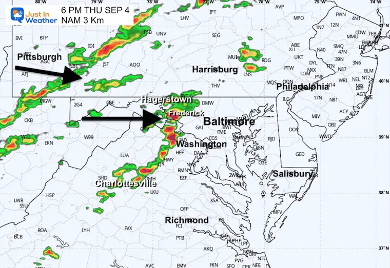 September 3 weather storm radar Thursday evening