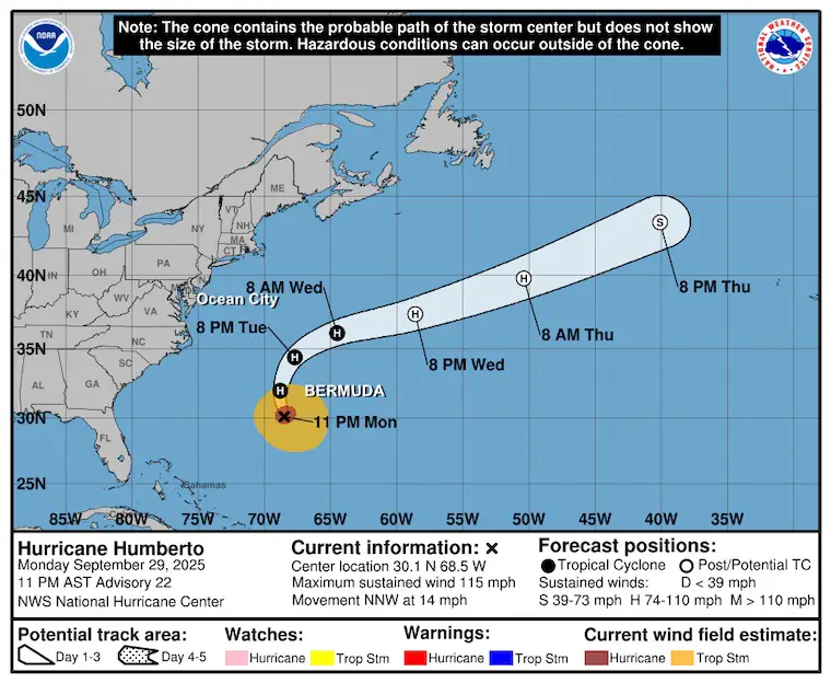 September 30 weather Hurricane Humberto NHC Forecast