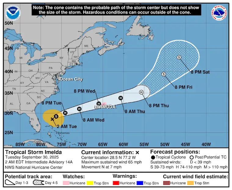 September 30 weather Hurricane Imelda NHC Forecast