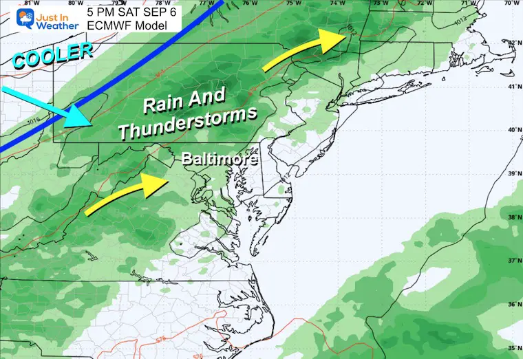 September 4 weather storm map Saturday
