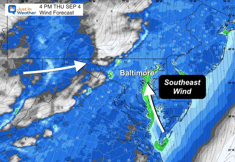 September 4 weather wind forecast Thursday afternoon