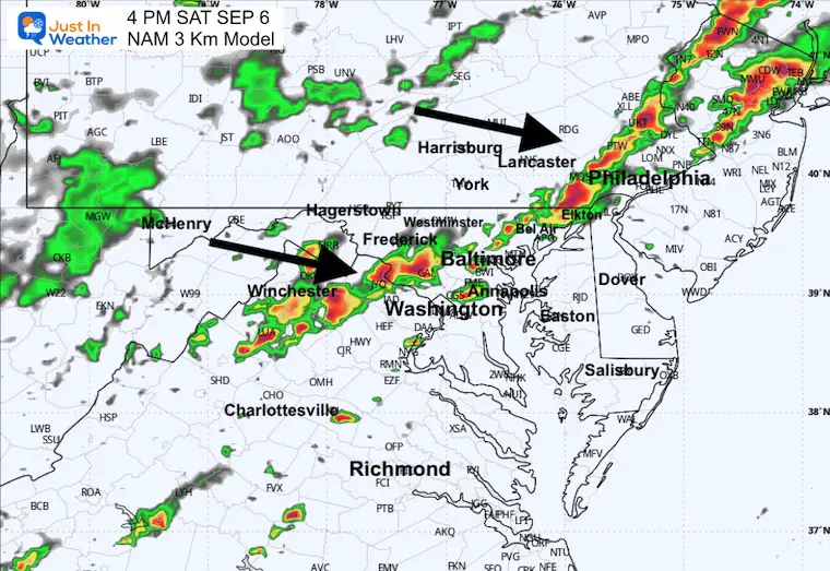 September 5 weather storm radar Saturday 4 PM