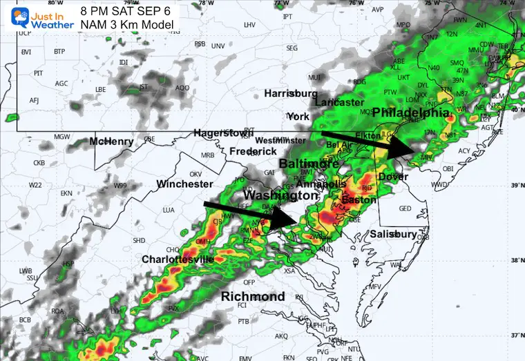 September 5 weather storm radar Saturday 8 PM