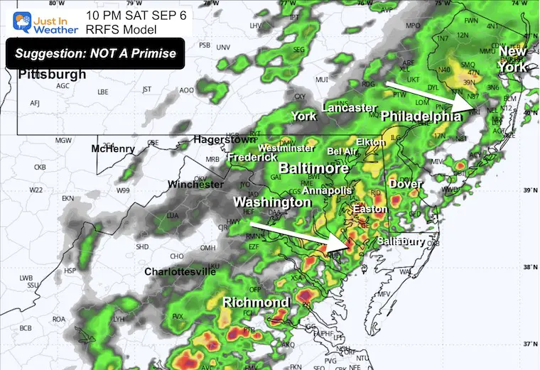 September 6 weather rain radar forecast Saturday 10 PM