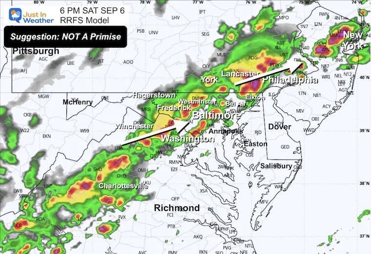 September 6 weather rain radar forecast Saturday 6 PM