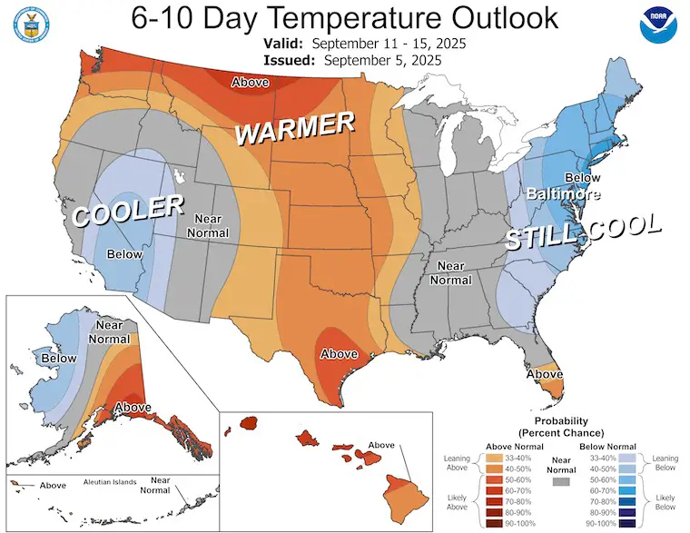 September 6 weather NOAA temperature outlook