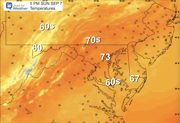 ScreenshotSeptember 6 weather temperatures Sunday afternoon