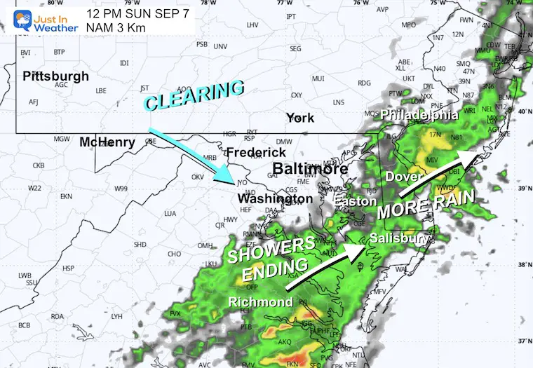 September 7 weather rain forecast radar Sunday Noon