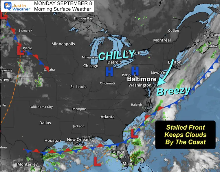 September 8 weather Monday Morning
