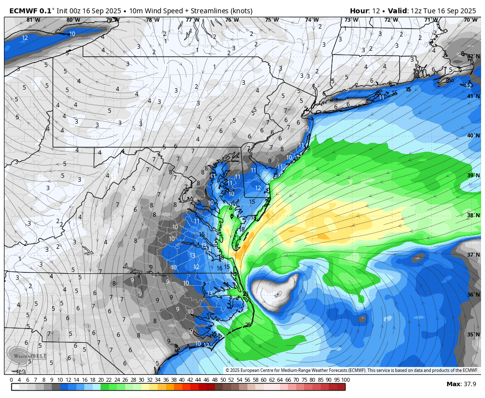 September 16 weather wind forecast coastal storm