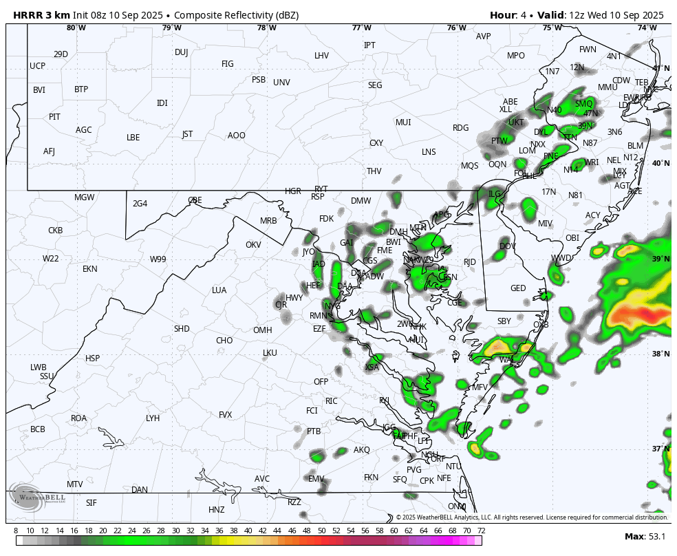September 10 weather forecast rain radar Wednesday