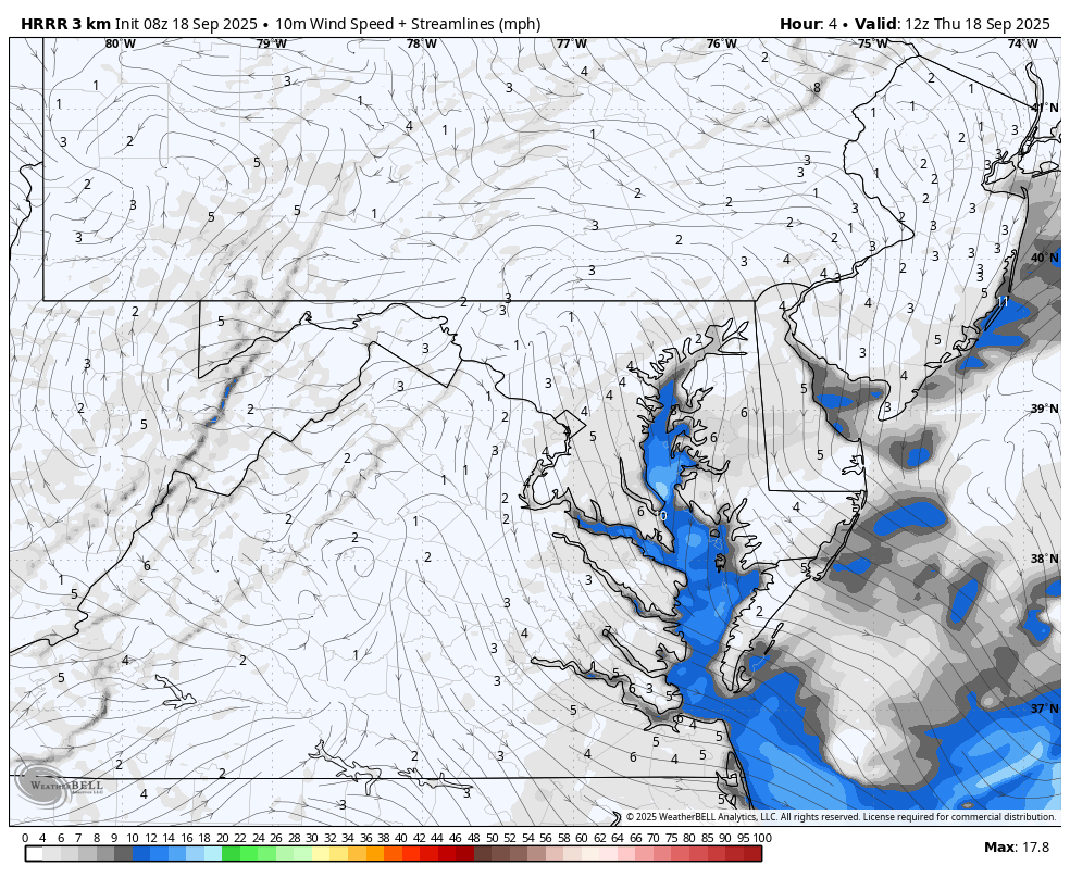 September 18 weather wind forecast Thursday afternoon