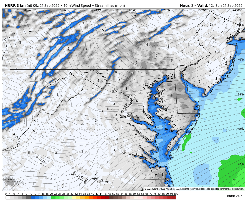 September 21 weather forecast wind Sunday