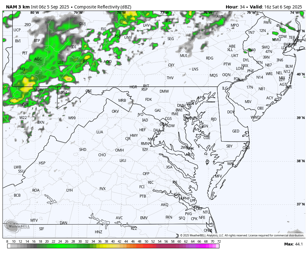 September 5 weather storm radar Saturday