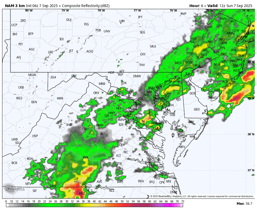 September 7 weather rain forecast radar Sunday