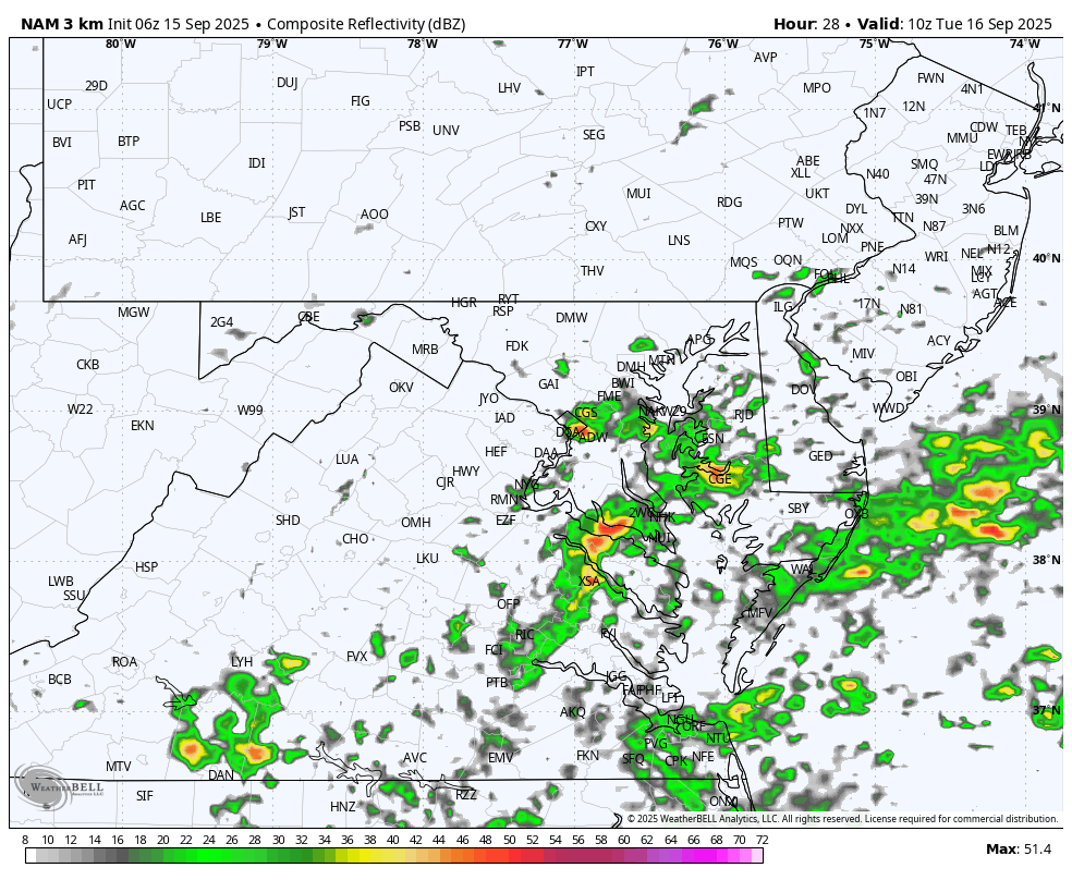 September 15 weather rain forecast radar Tuesday