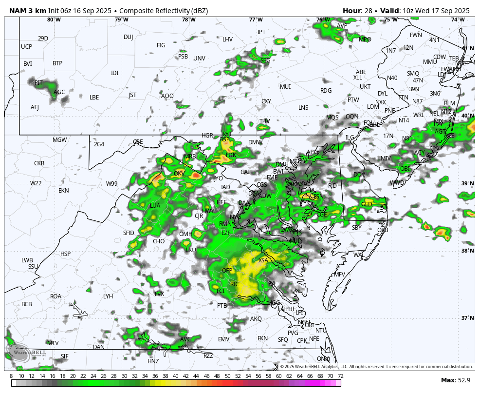 September 16 weather rain forecast radar Wednesday