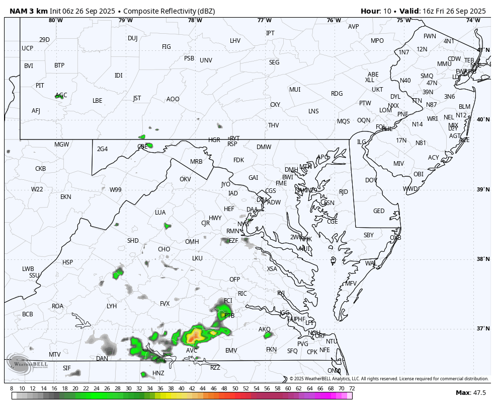 September 26 weather forecast rain radar Friday