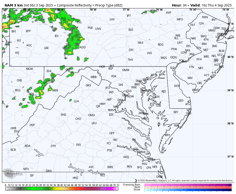 September 3 weather storm radar Thursday