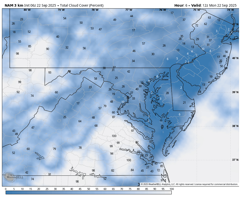 September 22 weather cloud forecast Monday