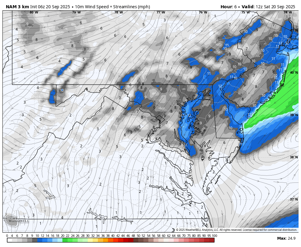 September 20 weather wind forecast Saturday