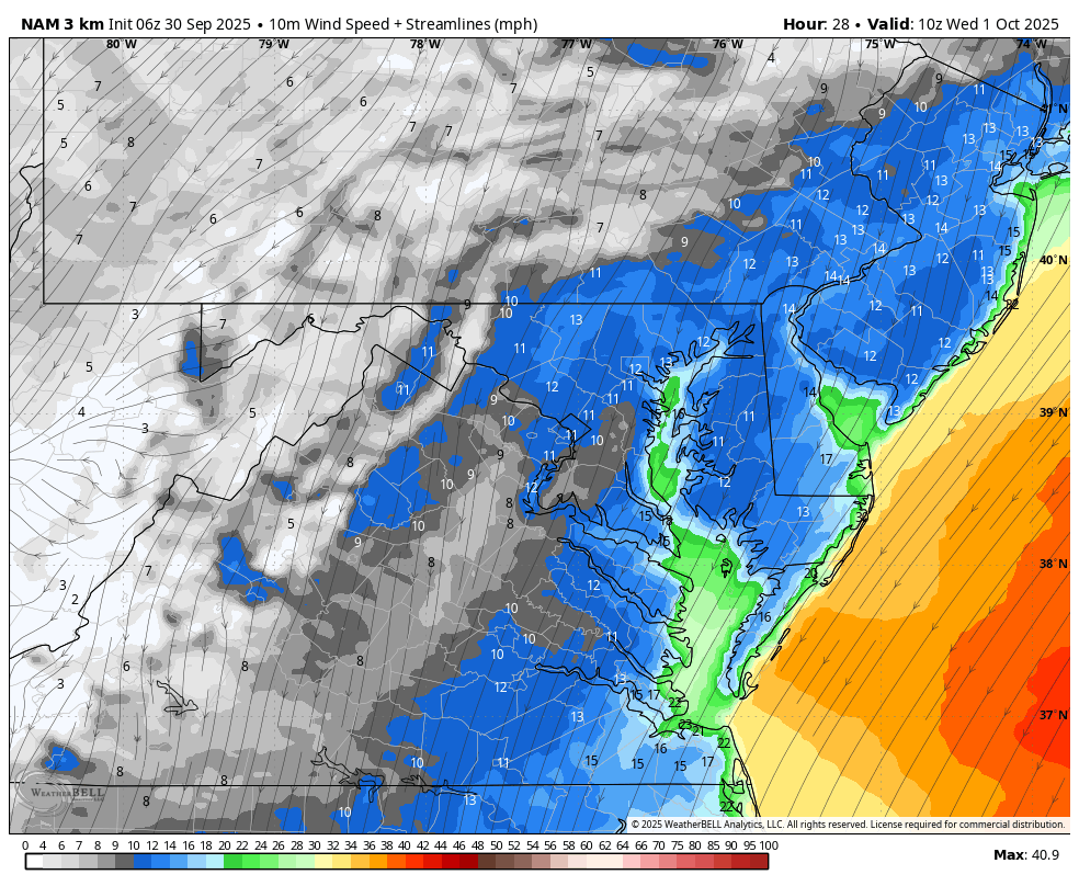 September 30 weather wind forecast Wednesday