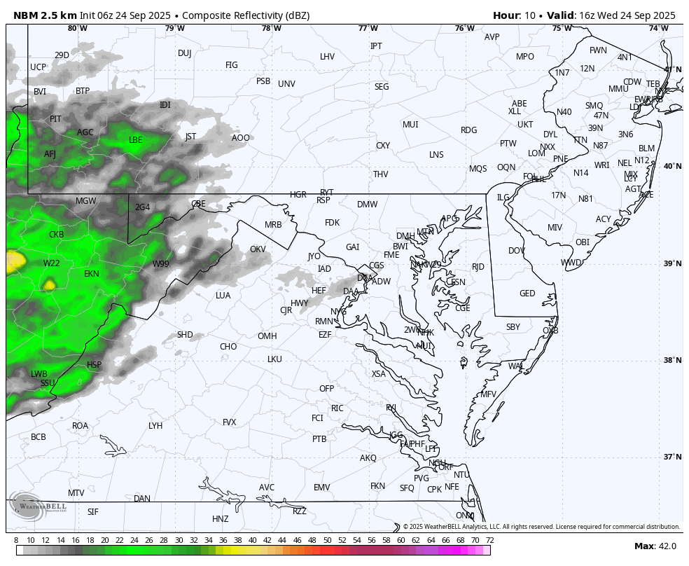 September 24 weather rain forecast Wednesday