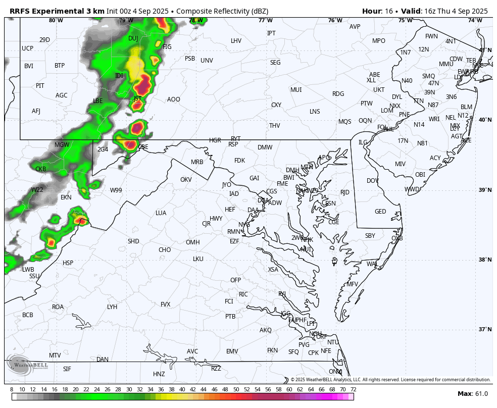September 4 weather forecast rain storm radar Thursday