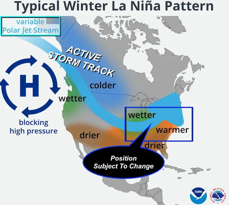 La Nina Winter Storm Track National Weather Service