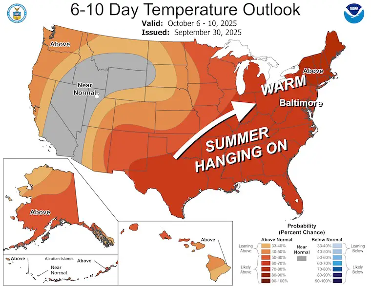 October 1 weather NOAA temperature outlook