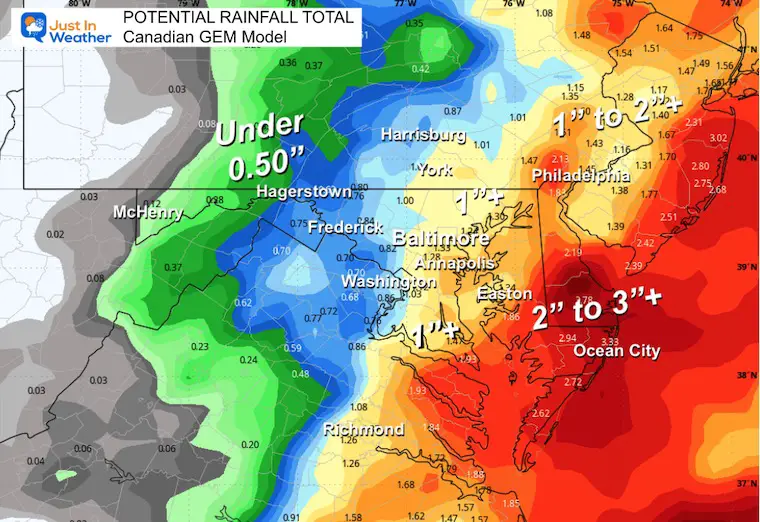 October 10 weather storm rain total Canadian GEM