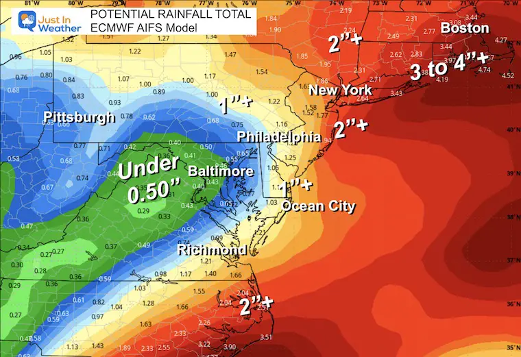 October 11 weather storm rain forecast total ECMWF AI