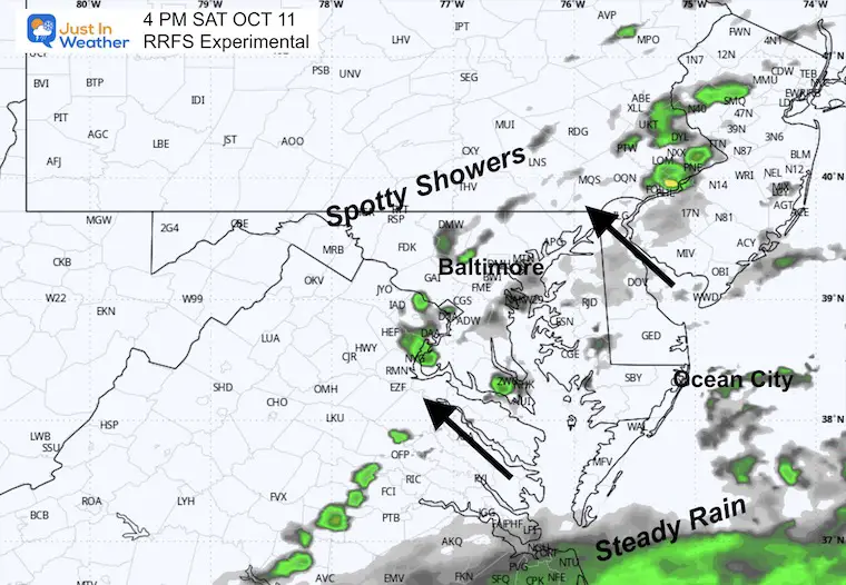 October 11 weather forecast rain radar Saturday afternoon