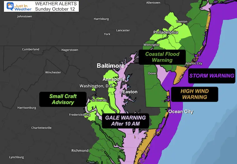October 12 weather storm alerts Sunday