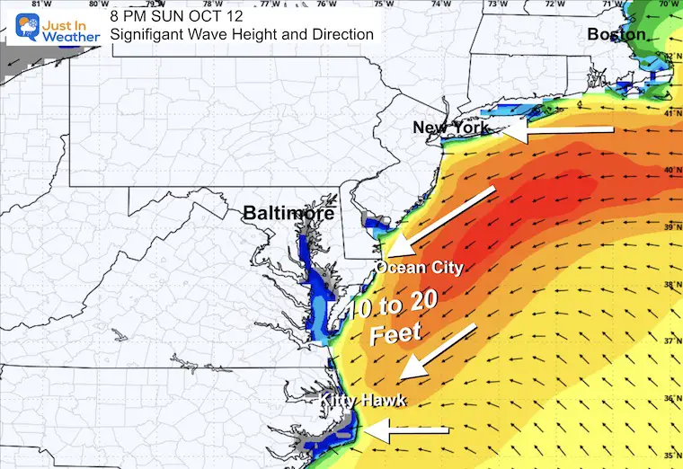 October 12 weather storm forecast wave Sunday night