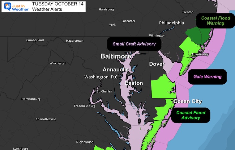 October 14 weather alerts Tuesday