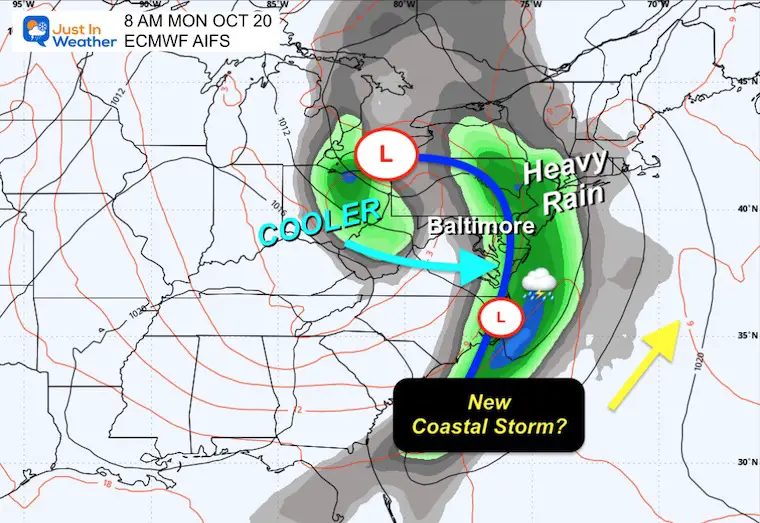 October 15 weather storm forecast Monday morning