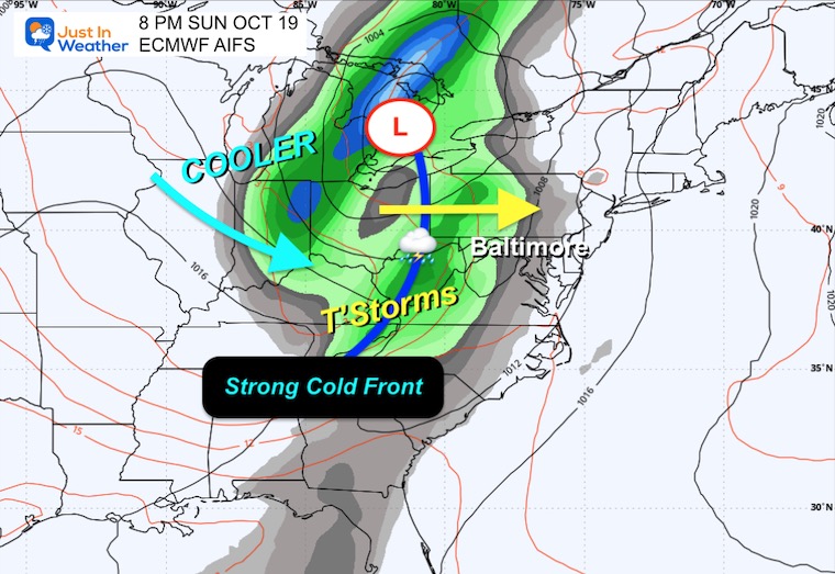 October 15 weather storm forecast Sunday Night