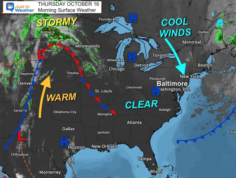 October 16 weather Thursday morning