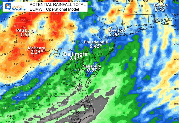 October 16 weather forecast rain total ECMWF Operational