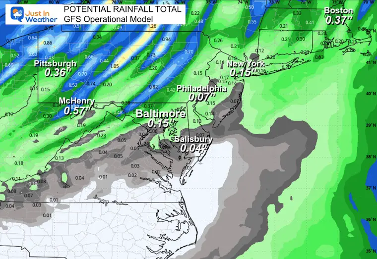 October 16 weather forecast rain total GFS Operational