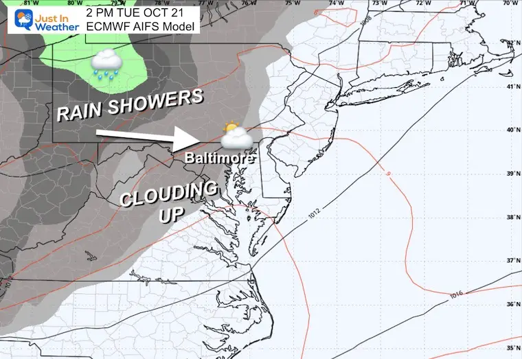 October 16 weather forecast weekend ECMWF AI Tuesday