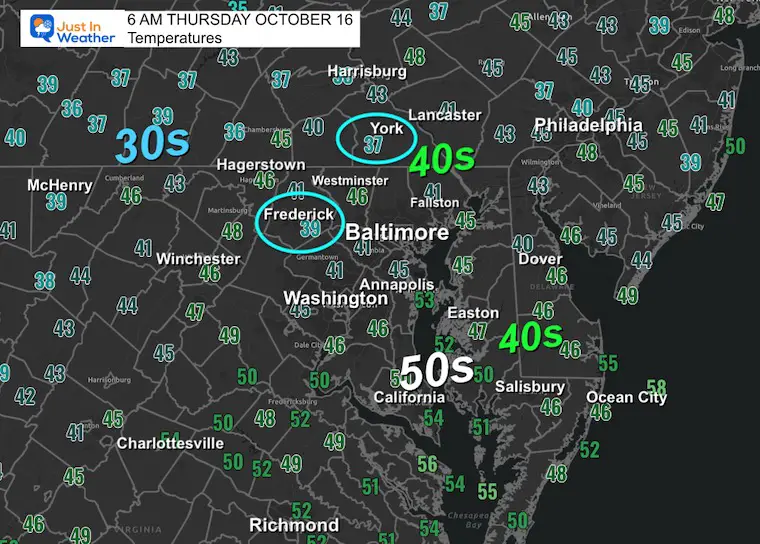 Ocean 16 weather temperatures Thursday morning