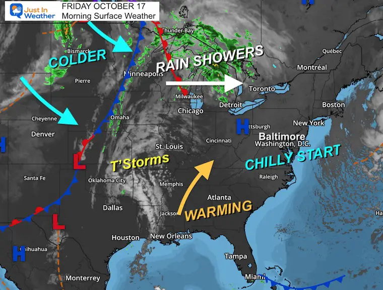 October 17 weather Friday morning
